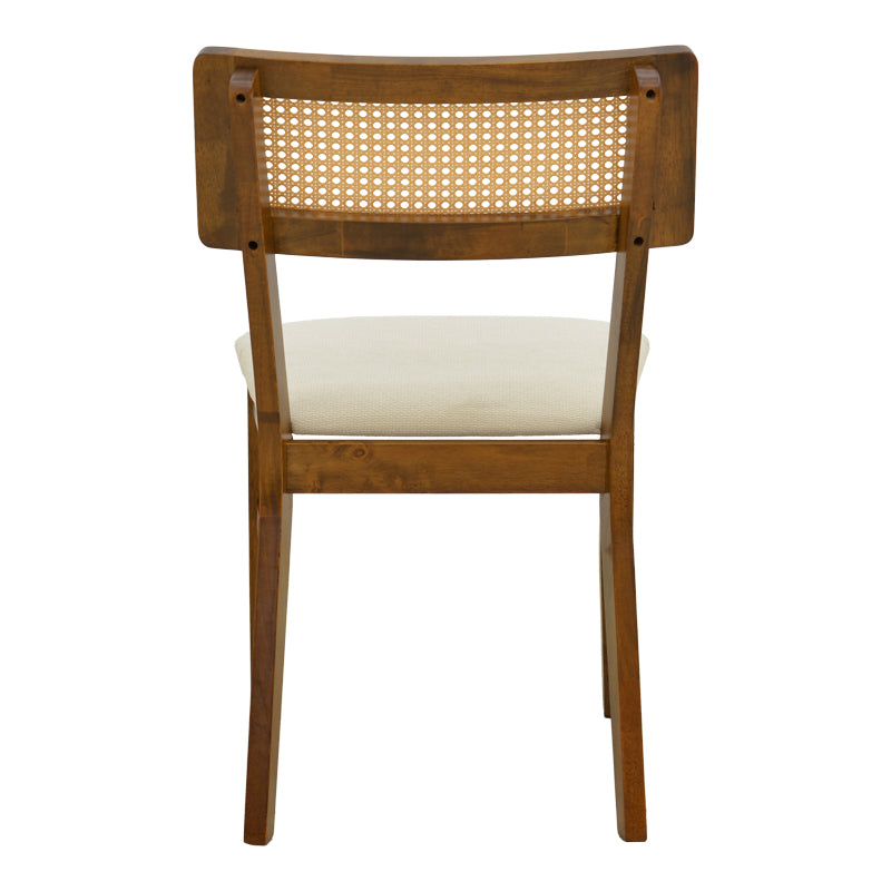 Καρέκλα Raffles Καρυδί Rubberwood με PE Rattan και Εκρού Ύφασμα 47x48x83.5