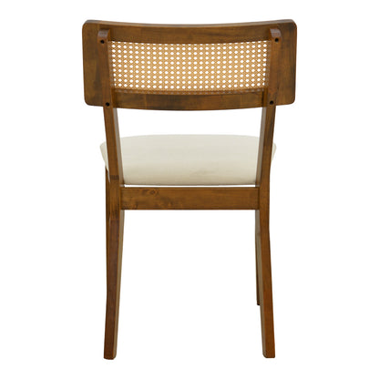 Καρέκλα Raffles Καρυδί Rubberwood με PE Rattan και Εκρού Ύφασμα 47x48x83.5