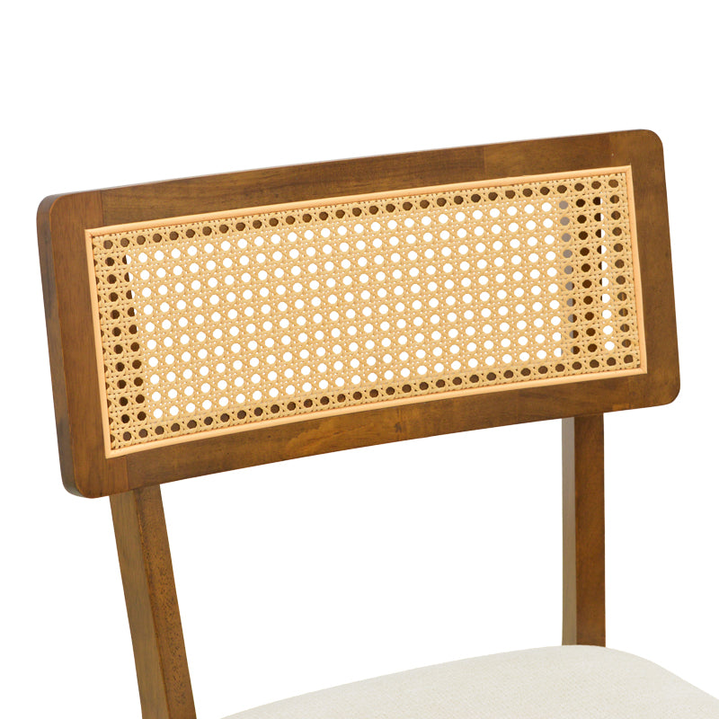 Καρέκλα Raffles Καρυδί Rubberwood με PE Rattan και Εκρού Ύφασμα 47x48x83.5