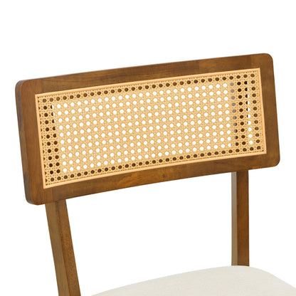 Καρέκλα Raffles Καρυδί Rubberwood με PE Rattan και Εκρού Ύφασμα 47x48x83.5