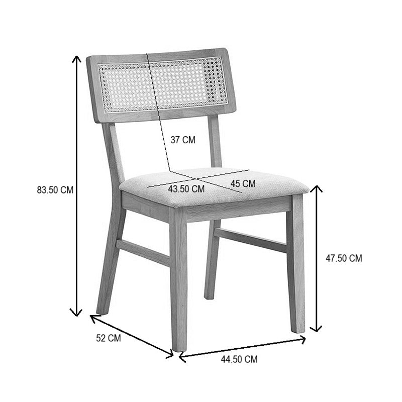 Καρέκλα Raffles Καρυδί Rubberwood με PE Rattan και Εκρού Ύφασμα 47x48x83.5