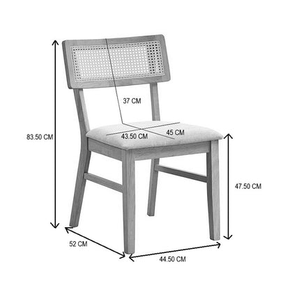 Καρέκλα Raffles Καρυδί Rubberwood με PE Rattan και Εκρού Ύφασμα 47x48x83.5