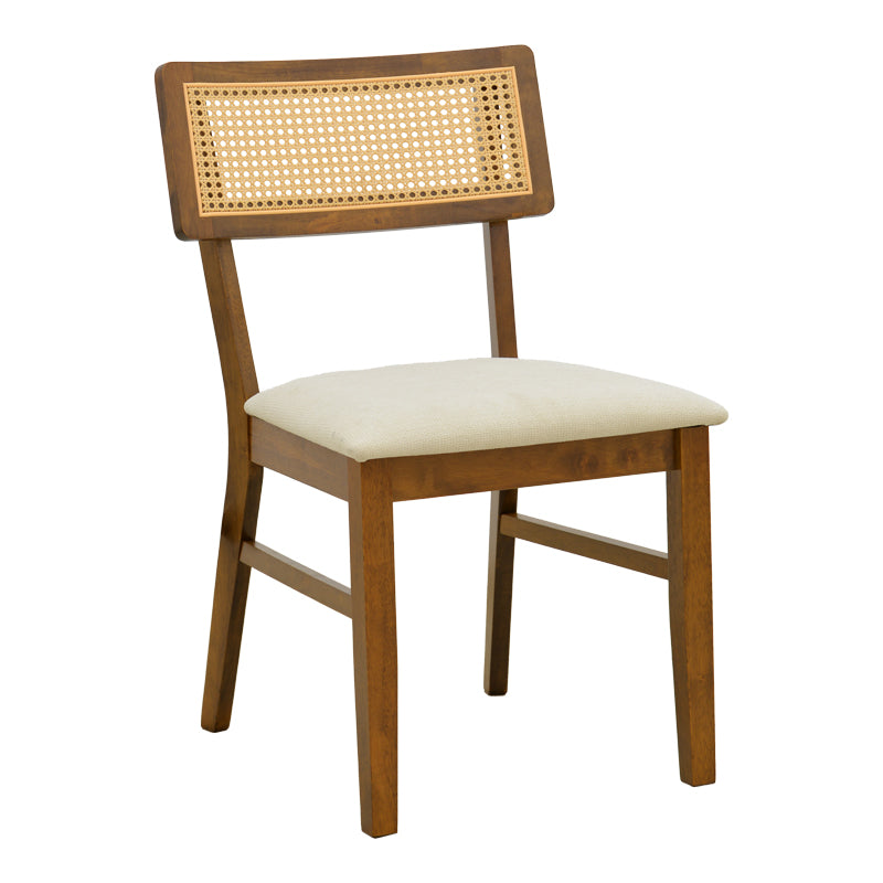 Καρέκλα Raffles Καρυδί Rubberwood με PE Rattan και Εκρού Ύφασμα 47x48x83.5