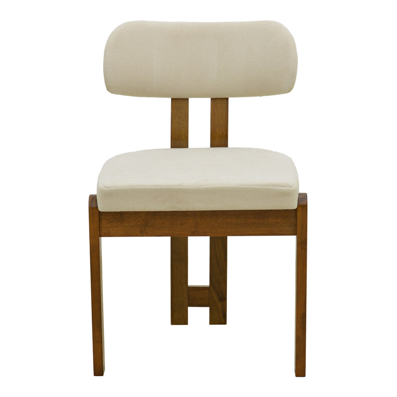 Καρέκλα Genoa Καρυδί Rubberwood και Εκρού Ύφασμα 50x43x82
