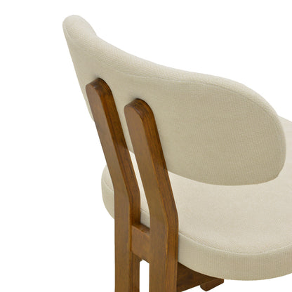 Καρέκλα Genoa Καρυδί Rubberwood και Εκρού Ύφασμα 50x43x82