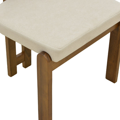 Καρέκλα Genoa Καρυδί Rubberwood και Εκρού Ύφασμα 50x43x82