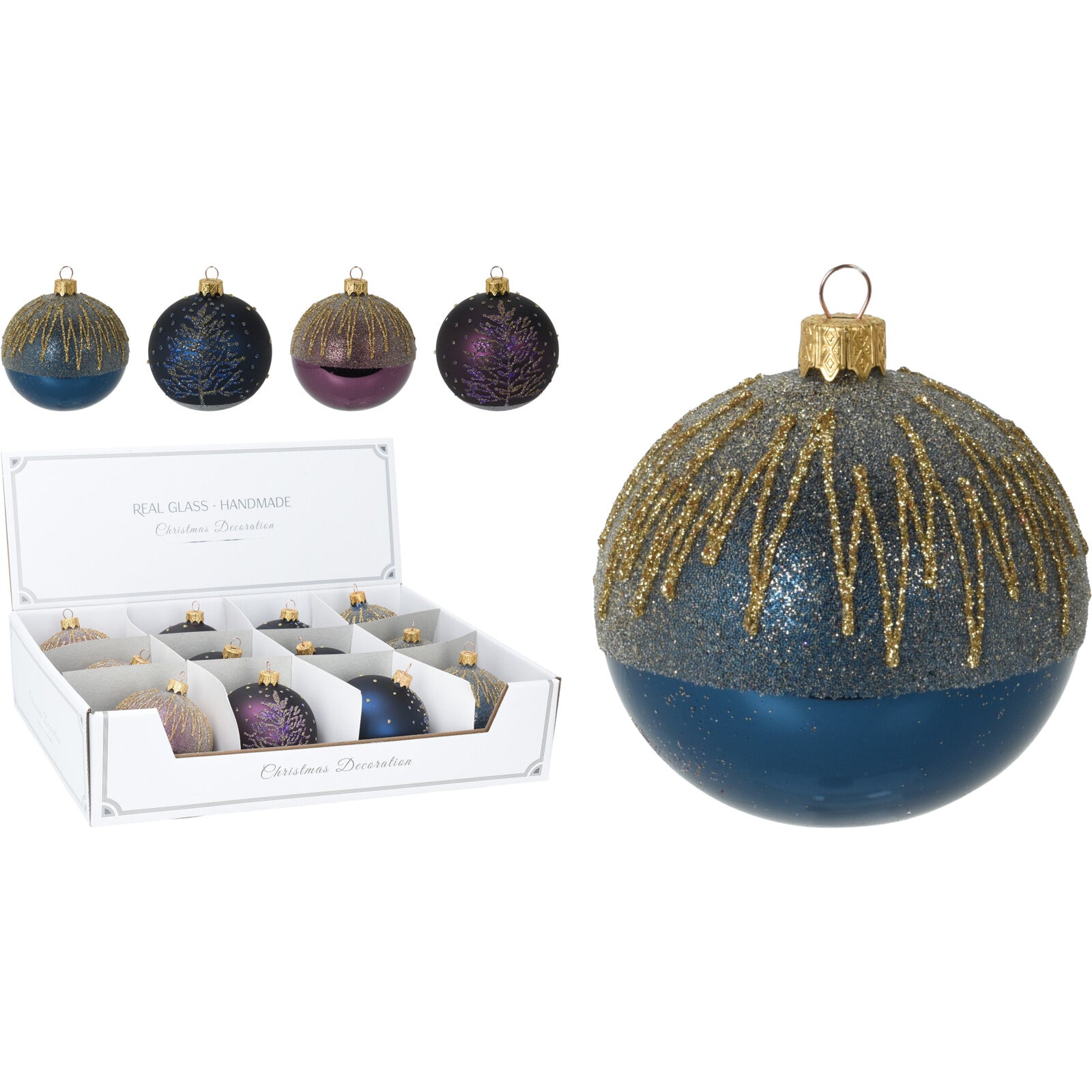 Μπάλα Γυάλινη με Glitter 8εκ 4 Σχδ