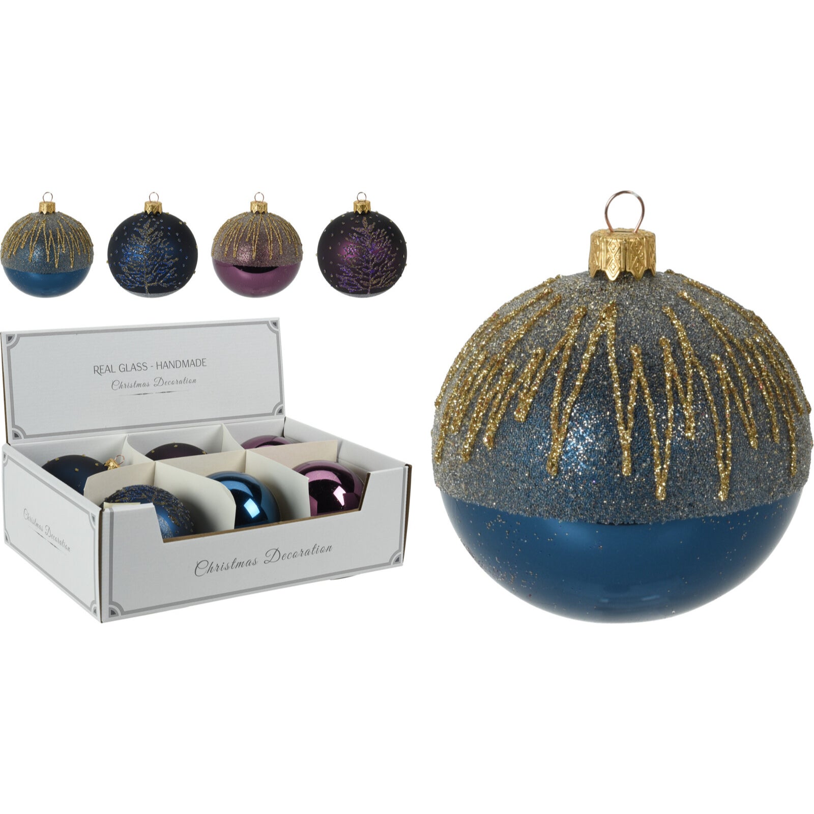 Μπάλα Γυάλινη με Glitter 10εκ 4 Σχδ