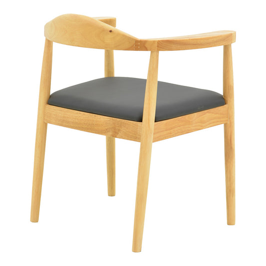 Πολυθρόνα Joube Rubberwood σε Φυσική Απόχρωση με Μαύρο PU Μαξιλάρι 59x48x73