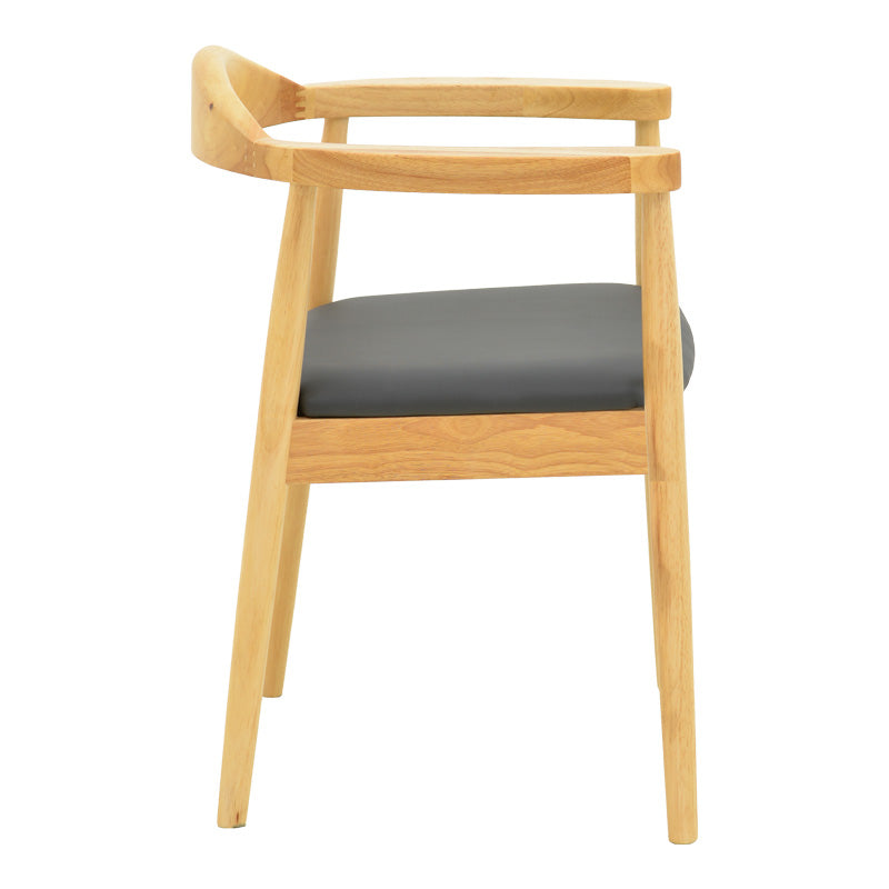 Πολυθρόνα Joube Rubberwood σε Φυσική Απόχρωση με Μαύρο PU Μαξιλάρι 59x48x73