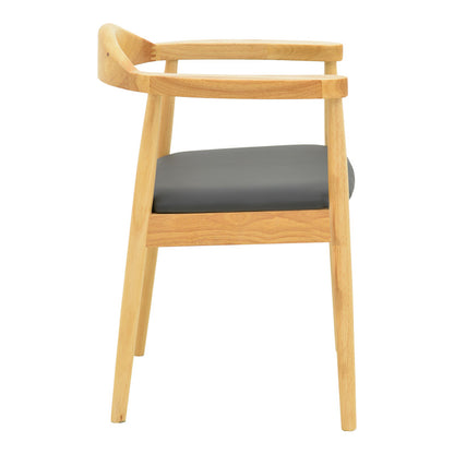 Πολυθρόνα Joube Rubberwood σε Φυσική Απόχρωση με Μαύρο PU Μαξιλάρι 59x48x73