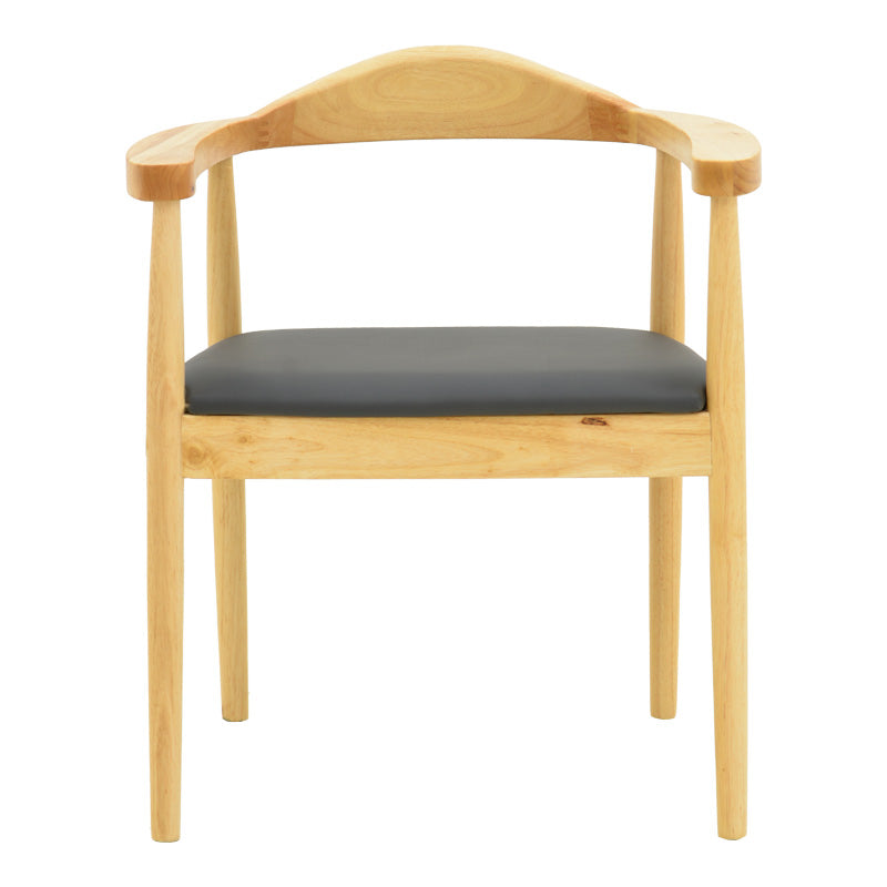 Πολυθρόνα Joube Rubberwood σε Φυσική Απόχρωση με Μαύρο PU Μαξιλάρι 59x48x73