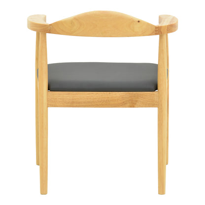 Πολυθρόνα Joube Rubberwood σε Φυσική Απόχρωση με Μαύρο PU Μαξιλάρι 59x48x73