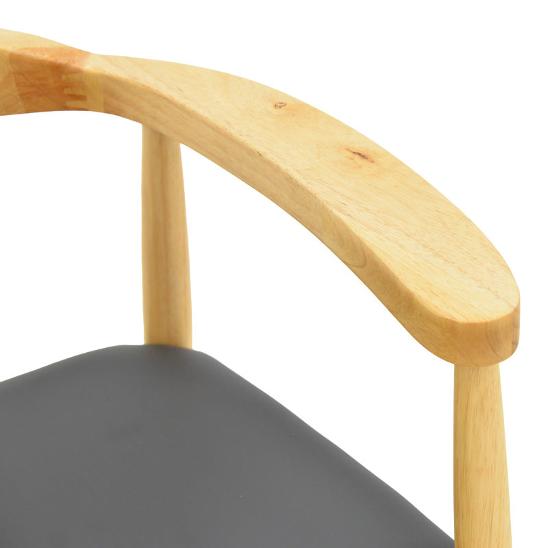 Πολυθρόνα Joube Rubberwood σε Φυσική Απόχρωση με Μαύρο PU Μαξιλάρι 59x48x73