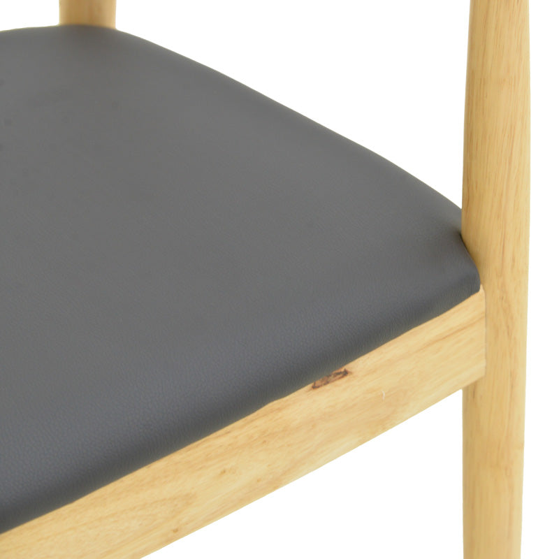 Πολυθρόνα Joube Rubberwood σε Φυσική Απόχρωση με Μαύρο PU Μαξιλάρι 59x48x73