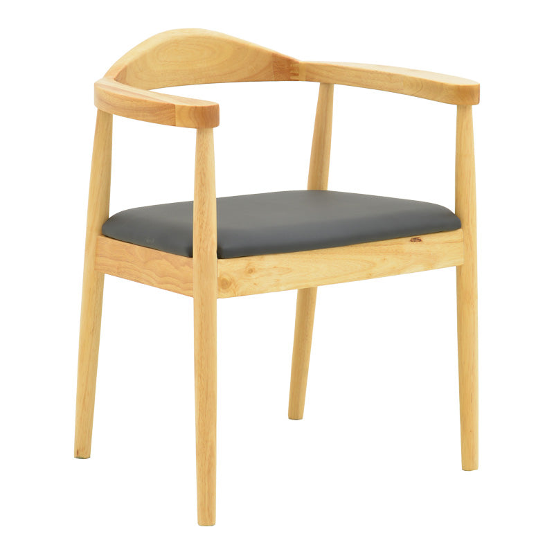 Πολυθρόνα Joube Rubberwood σε Φυσική Απόχρωση με Μαύρο PU Μαξιλάρι 59x48x73