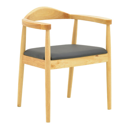 Πολυθρόνα Joube Rubberwood σε Φυσική Απόχρωση με Μαύρο PU Μαξιλάρι 59x48x73