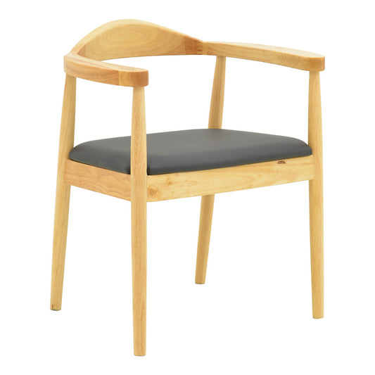 Πολυθρόνα Joube Rubberwood σε Φυσική Απόχρωση με Μαύρο PU Μαξιλάρι 59x48x73