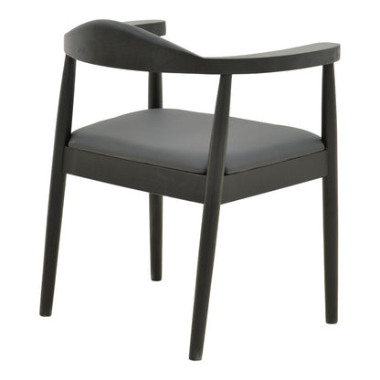 Πολυθρόνα Joube Rubberwood σε Μαύρη Απόχρωση με Μαύρο PU Μαξιλάρι 59x48x73