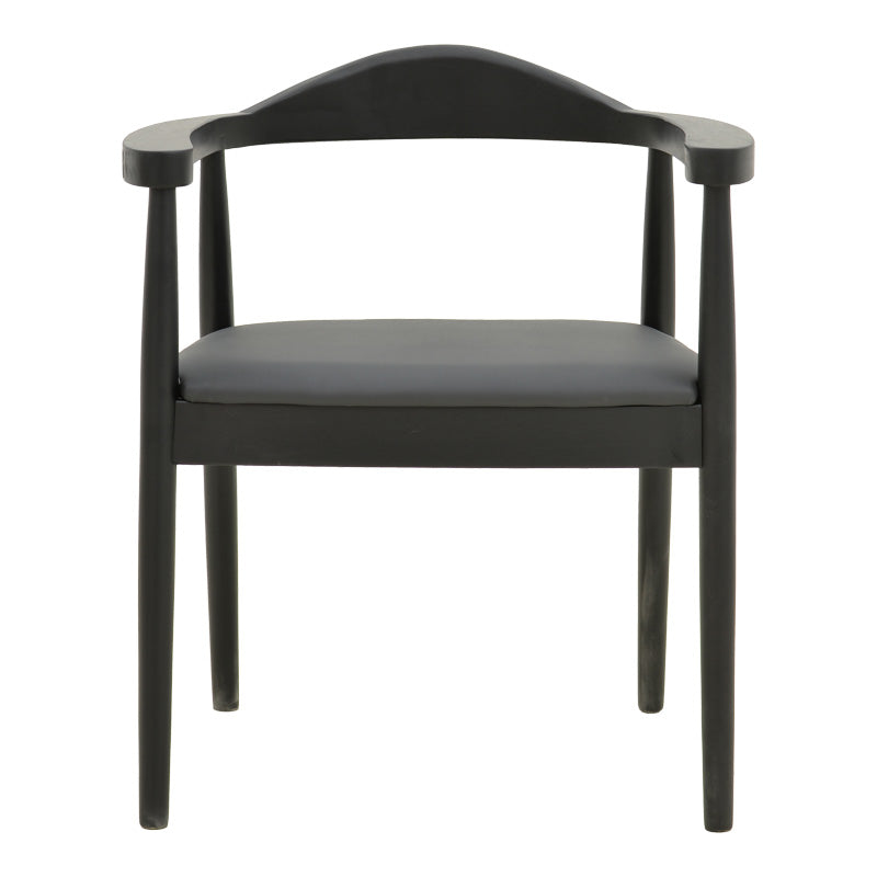 Πολυθρόνα Joube Rubberwood σε Μαύρη Απόχρωση με Μαύρο PU Μαξιλάρι 59x48x73