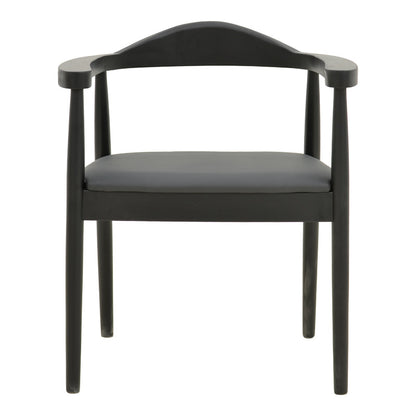 Πολυθρόνα Joube Rubberwood σε Μαύρη Απόχρωση με Μαύρο PU Μαξιλάρι 59x48x73