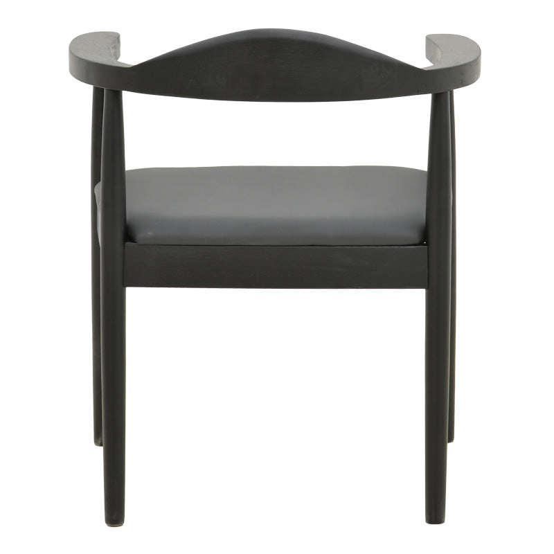 Πολυθρόνα Joube Rubberwood σε Μαύρη Απόχρωση με Μαύρο PU Μαξιλάρι 59x48x73