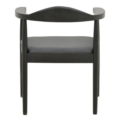 Πολυθρόνα Joube Rubberwood σε Μαύρη Απόχρωση με Μαύρο PU Μαξιλάρι 59x48x73