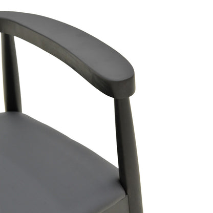 Πολυθρόνα Joube Rubberwood σε Μαύρη Απόχρωση με Μαύρο PU Μαξιλάρι 59x48x73