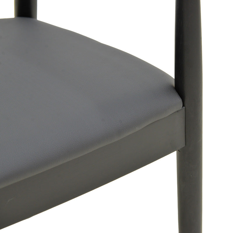 Πολυθρόνα Joube Rubberwood σε Μαύρη Απόχρωση με Μαύρο PU Μαξιλάρι 59x48x73