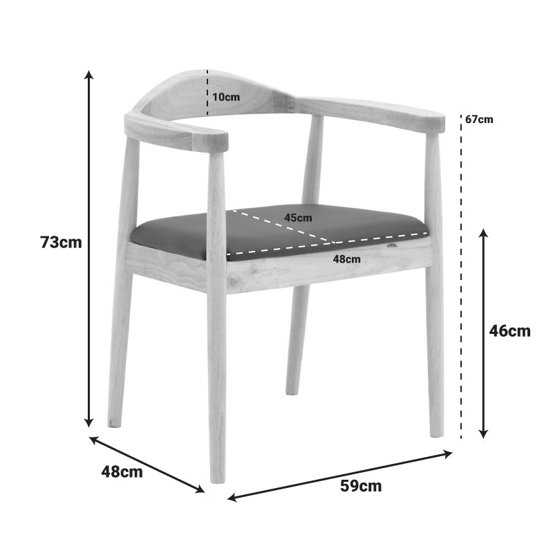 Πολυθρόνα Joube Rubberwood σε Μαύρη Απόχρωση με Μαύρο PU Μαξιλάρι 59x48x73