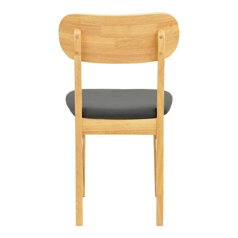 Καρέκλα Bedona Rubberwood σε Φυσική Απόχρωση με Μαύρο PU Μαξιλάρι 47x46x80