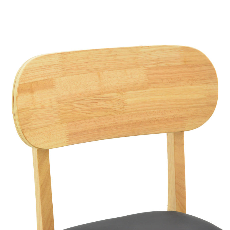 Καρέκλα Bedona Rubberwood σε Φυσική Απόχρωση με Μαύρο PU Μαξιλάρι 47x46x80