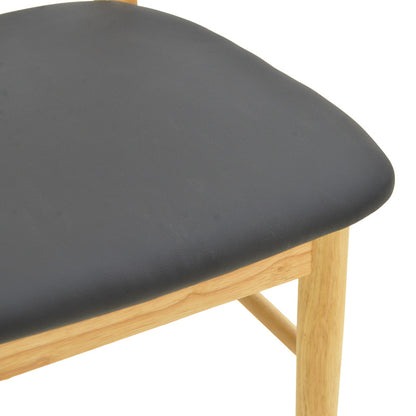 Καρέκλα Bedona Rubberwood σε Φυσική Απόχρωση με Μαύρο PU Μαξιλάρι 47x46x80