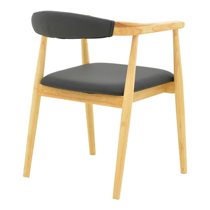 Πολυθρόνα Sandi Rubberwood σε Φυσική Απόχρωση με Μαύρο PU Μαξιλάρι 50x60x80