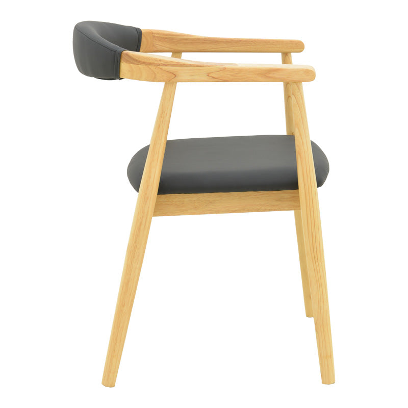 Πολυθρόνα Sandi Rubberwood σε Φυσική Απόχρωση με Μαύρο PU Μαξιλάρι 50x60x80