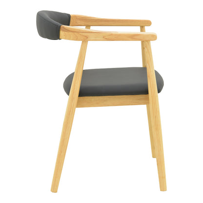 Πολυθρόνα Sandi Rubberwood σε Φυσική Απόχρωση με Μαύρο PU Μαξιλάρι 50x60x80