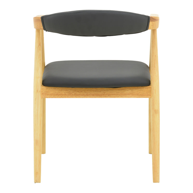 Πολυθρόνα Sandi Rubberwood σε Φυσική Απόχρωση με Μαύρο PU Μαξιλάρι 50x60x80