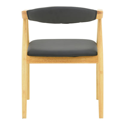 Πολυθρόνα Sandi Rubberwood σε Φυσική Απόχρωση με Μαύρο PU Μαξιλάρι 50x60x80
