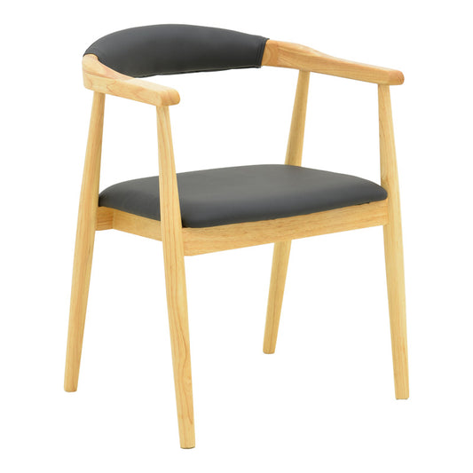 Πολυθρόνα Sandi Rubberwood σε Φυσική Απόχρωση με Μαύρο PU Μαξιλάρι 50x60x80