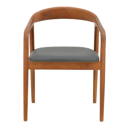 Πολυθρόνα Hogie Rubberwood σε Καφέ Απόχρωση με Μαύρο PU Μαξιλάρι 61x60x76