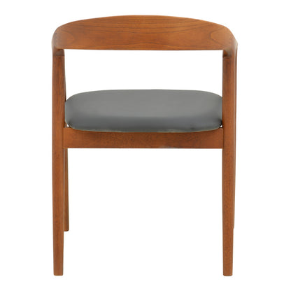 Πολυθρόνα Hogie Rubberwood σε Καφέ Απόχρωση με Μαύρο PU Μαξιλάρι 61x60x76