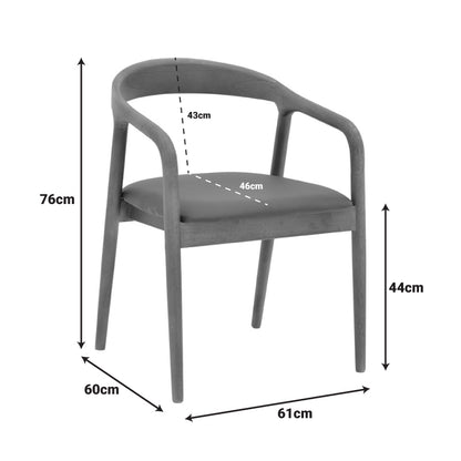 Πολυθρόνα Hogie Rubberwood σε Καφέ Απόχρωση με Μαύρο PU Μαξιλάρι 61x60x76