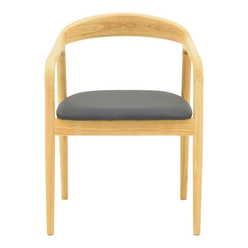 Πολυθρόνα Hogie Rubberwood σε Φυσική Απόχρωση με Μαύρο PU Μαξιλάρι 61x60x76