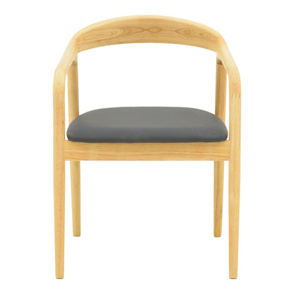 Πολυθρόνα Hogie Rubberwood σε Φυσική Απόχρωση με Μαύρο PU Μαξιλάρι 61x60x76