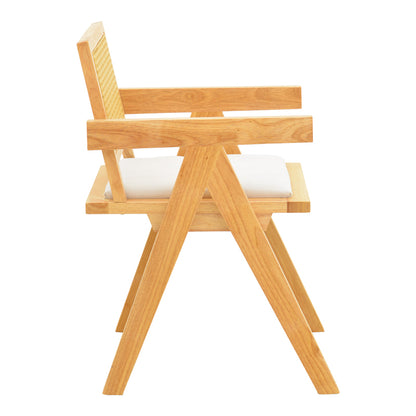 Πολυθρόνα Winslow Rubberwood σε Φυσική Απόχρωση-Ύφασμα Λευκό 51x54x80