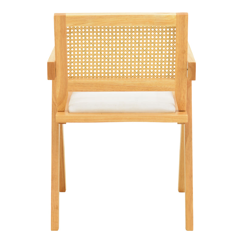 Πολυθρόνα Winslow Rubberwood σε Φυσική Απόχρωση-Ύφασμα Λευκό 51x54x80