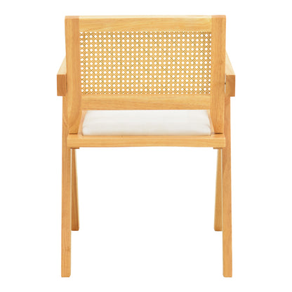 Πολυθρόνα Winslow Rubberwood σε Φυσική Απόχρωση-Ύφασμα Λευκό 51x54x80