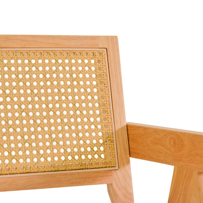 Πολυθρόνα Winslow Rubberwood σε Φυσική Απόχρωση-Ύφασμα Λευκό 51x54x80