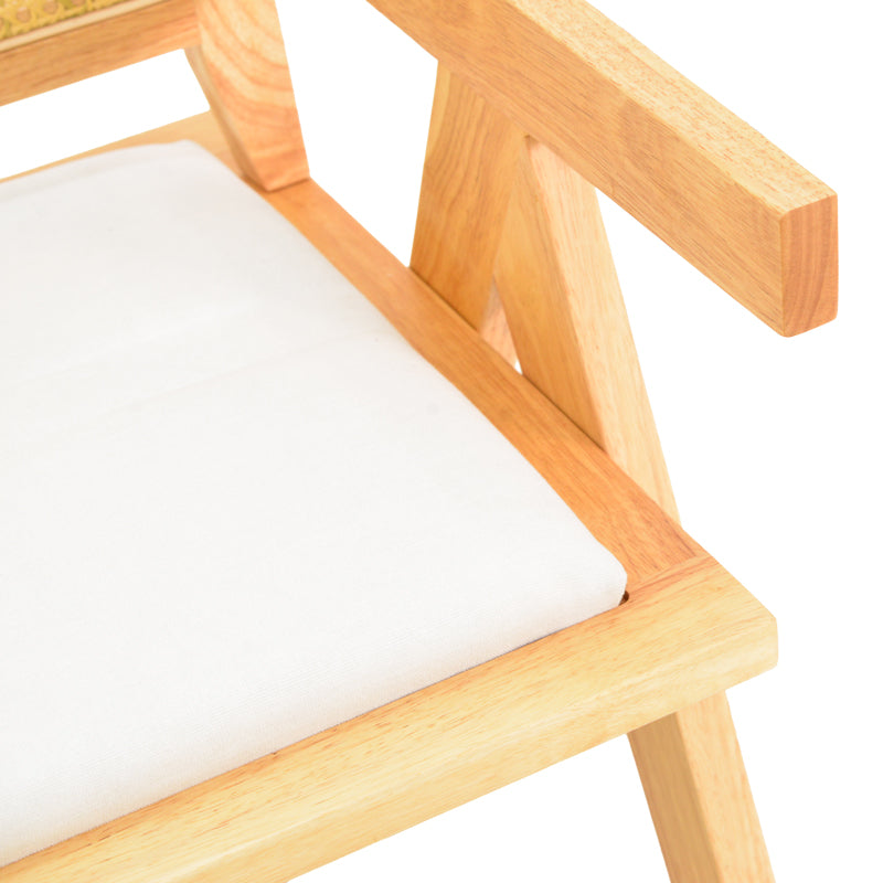 Πολυθρόνα Winslow Rubberwood σε Φυσική Απόχρωση-Ύφασμα Λευκό 51x54x80