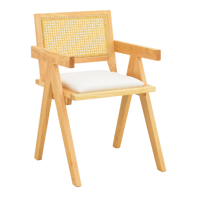 Πολυθρόνα Winslow Rubberwood σε Φυσική Απόχρωση-Ύφασμα Λευκό 51x54x80